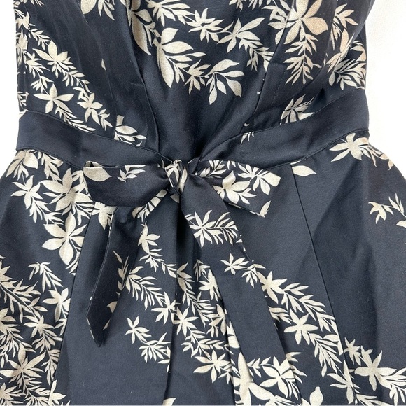 Tracey Reese Strapless Floral Top Silk/Wool Black & Beige Bustier with Bow - Picture 3 of 9